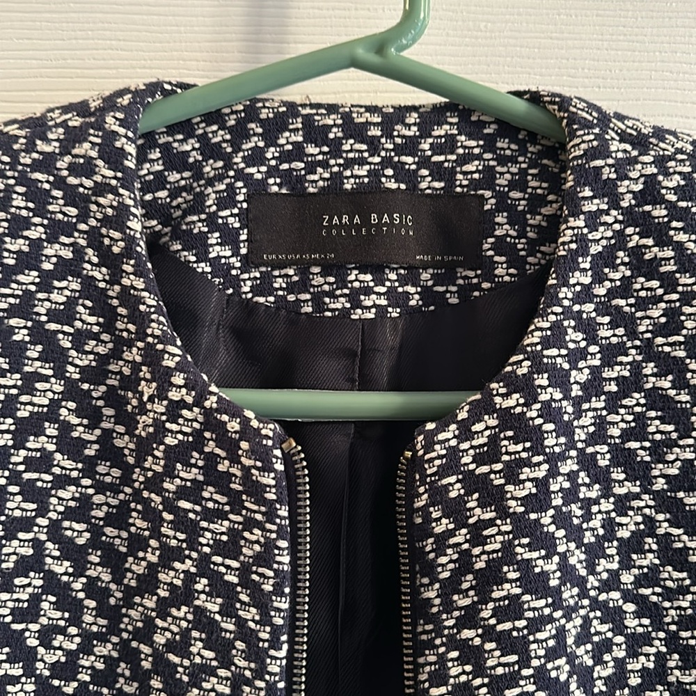 Zara Basic Collection Padded Shoulder Full Zip Co… - image 4